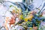 fluid objects art abstraction: colorful mottled image with floating shapes