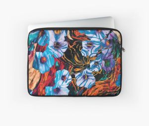 device skin with floral mottled indigo abstract design applied on